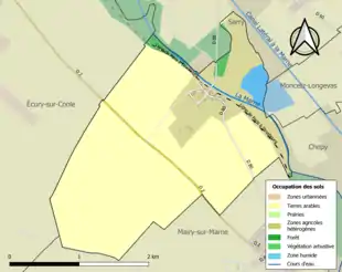 Carte en couleurs présentant l'occupation des sols.