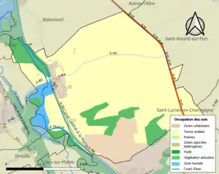 Carte en couleurs présentant l'occupation des sols.