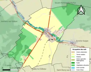 Carte en couleurs présentant l'occupation des sols.