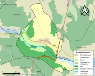 Carte en couleurs présentant l'occupation des sols.