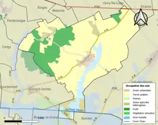 Carte en couleurs présentant l'occupation des sols.