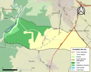 Carte en couleurs présentant l'occupation des sols.