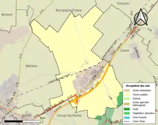 Carte en couleurs présentant l'occupation des sols.