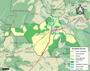 Carte en couleurs présentant l'occupation des sols.