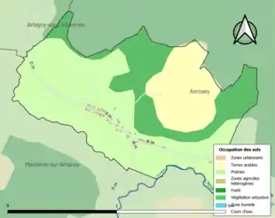 Carte en couleurs présentant l'occupation des sols.