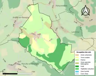 Carte en couleurs présentant l'occupation des sols.