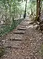 L'"escalier du marquis" sur le sentier littoral longeant la rive droite de l'Odet en amont de la cale de Rossulien.