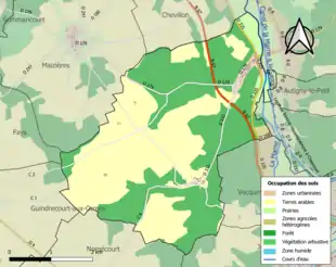 Carte en couleurs présentant l'occupation des sols.