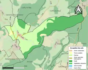 Carte en couleurs présentant l'occupation des sols.