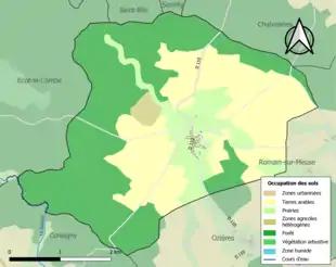 Carte en couleurs présentant l'occupation des sols.