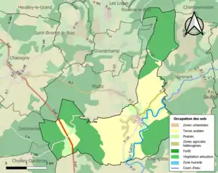 Carte en couleurs présentant l'occupation des sols.