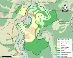 Carte en couleurs présentant l'occupation des sols.