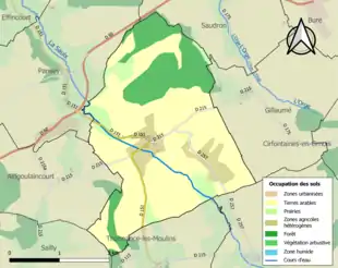 Carte en couleurs présentant l'occupation des sols.