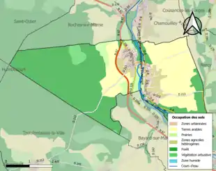 Carte en couleurs présentant l'occupation des sols.