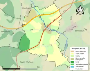 Carte en couleurs présentant l'occupation des sols.