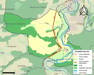 Carte en couleurs présentant l'occupation des sols.