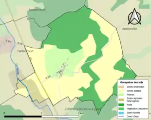 Carte en couleurs présentant l'occupation des sols.