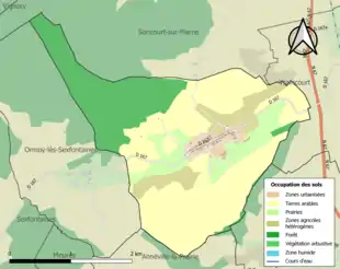 Carte en couleurs présentant l'occupation des sols.