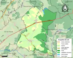 Carte en couleurs présentant l'occupation des sols.