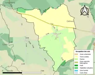 Carte en couleurs présentant l'occupation des sols.