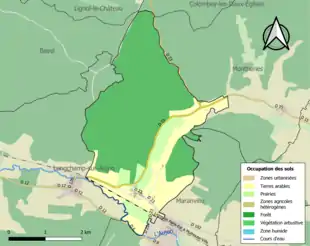 Carte en couleurs présentant l'occupation des sols.