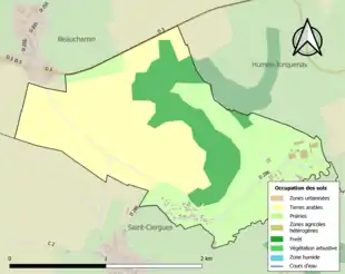 Carte en couleurs présentant l'occupation des sols.