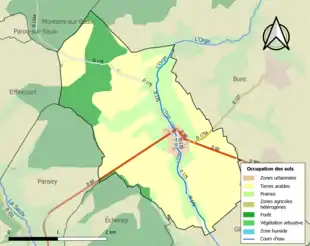 Carte en couleurs présentant l'occupation des sols.