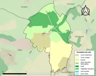 Carte en couleurs présentant l'occupation des sols.