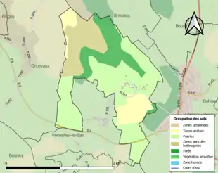 Carte en couleurs présentant l'occupation des sols.