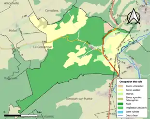 Carte en couleurs présentant l'occupation des sols.