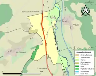 Carte en couleurs présentant l'occupation des sols.