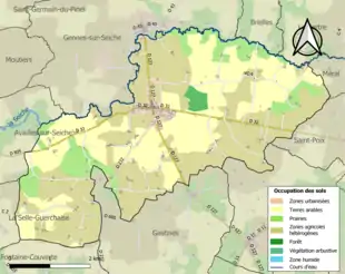 Carte en couleurs présentant l'occupation des sols.