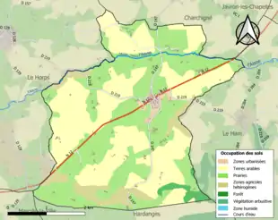 Carte en couleurs présentant l'occupation des sols.