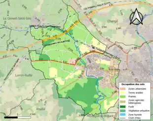 Carte en couleurs présentant l'occupation des sols.