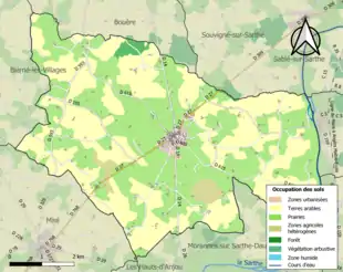 Carte en couleurs présentant l'occupation des sols.