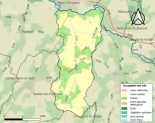 Carte en couleurs présentant l'occupation des sols.