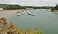 La ria du Bélon et le port de Bélon (en Riec-sur-Bélon) vus depuis la pointe de Porscouric à marée basse.