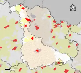 Localisation de l'aire d'attraction de Baccarat dans le département de Meurthe-et-Moselle.