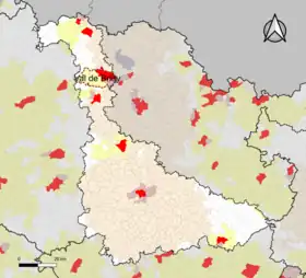 Localisation de l'aire d'attraction de Val de Briey dans le département de Meurthe-et-Moselle.