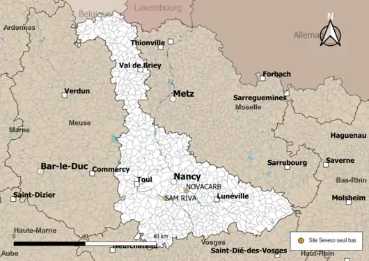 Carte des sites « Seveso seuil bas ».