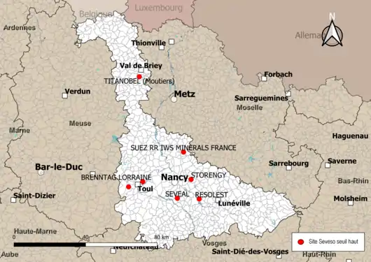 Carte des sites « Seveso seuil haut ».