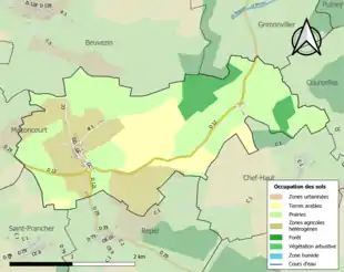 Carte en couleurs présentant l'occupation des sols.