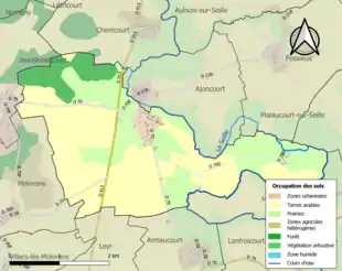 Carte en couleurs présentant l'occupation des sols.