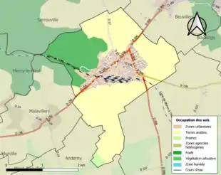 Carte en couleurs présentant l'occupation des sols.