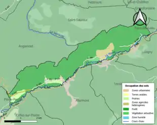 Carte en couleurs présentant l'occupation des sols.