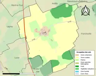 Carte en couleurs présentant l'occupation des sols.