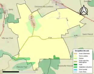 Carte en couleurs présentant l'occupation des sols.