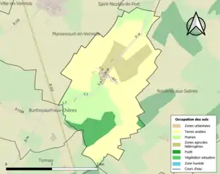 Carte en couleurs présentant l'occupation des sols.