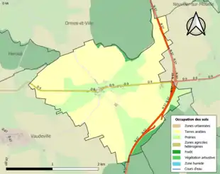 Carte en couleurs présentant l'occupation des sols.