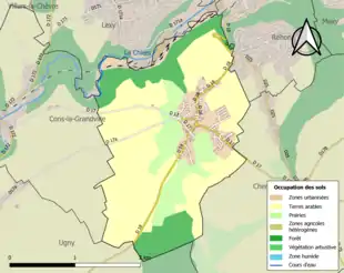 Carte en couleurs présentant l'occupation des sols.